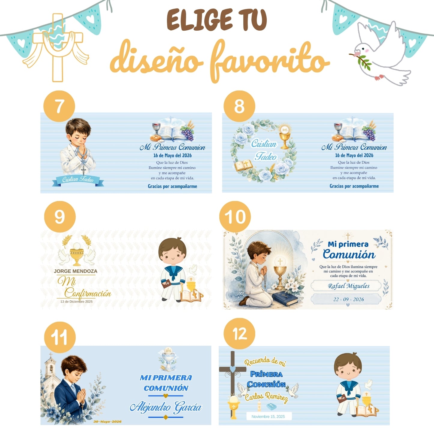Tazas Personalizadas para Comunión y Confirmación(Paquete de 12 tazas)